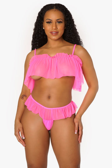 Hot Pink Underboob Lingerie Set